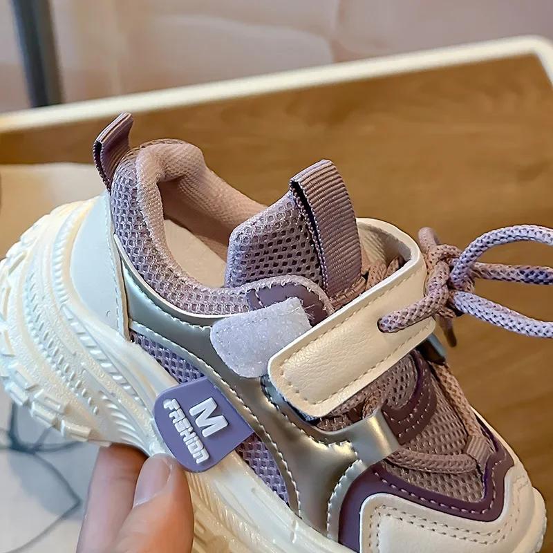 Students Sports Shoes Thick Soft Sole Children Running Shoes Mesh Breathable 2025 New Fashion Kids Sneakers Handsome Trendy
