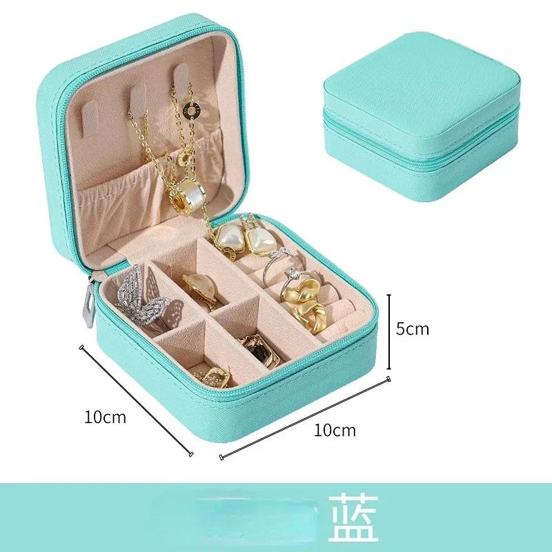 New Portable Jewelry Earrings Storage Box Travel Organizer Jewelry Case Leather Storage Necklace Ring Jewelry Organizer