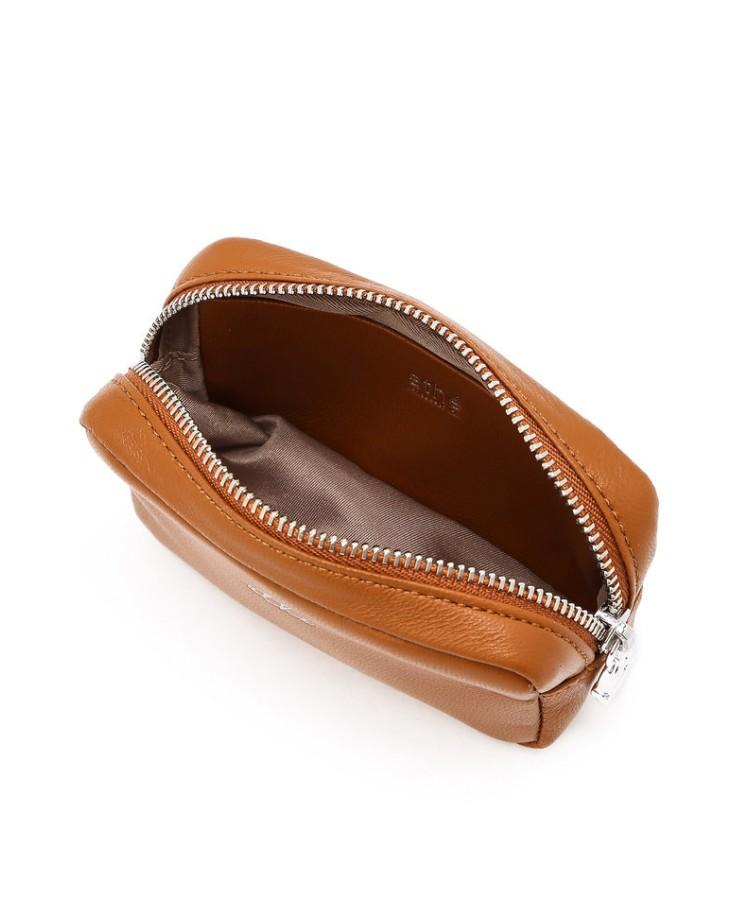 Athe Vanessabruno [Deux] Brown Lambskin Zipper Card Wallet Aaho6E587W2