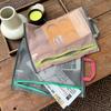 Translucent Mesh Storage Bag Portable Zipper Handbag Functional Cosmetic Pouch Pencil Case Documents Paper Organizer