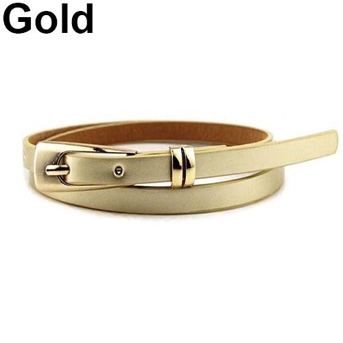 Dammode Candy Color Faux Läder Spänne Skinny Bälte Tunt midjeband Sash