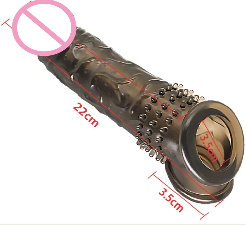 Men's Pleasure Enhancer Sleeve - Textured Penis Extender with Stimulating Particles, Delay Condom for Sensitivity, Couples Sex Toy