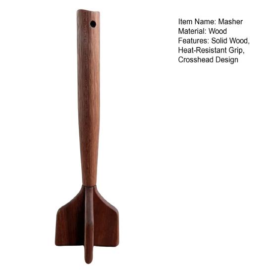 Wooden Meat Masher Potato Crusher Heavy-Duty Mincing Tool for Ground Meat