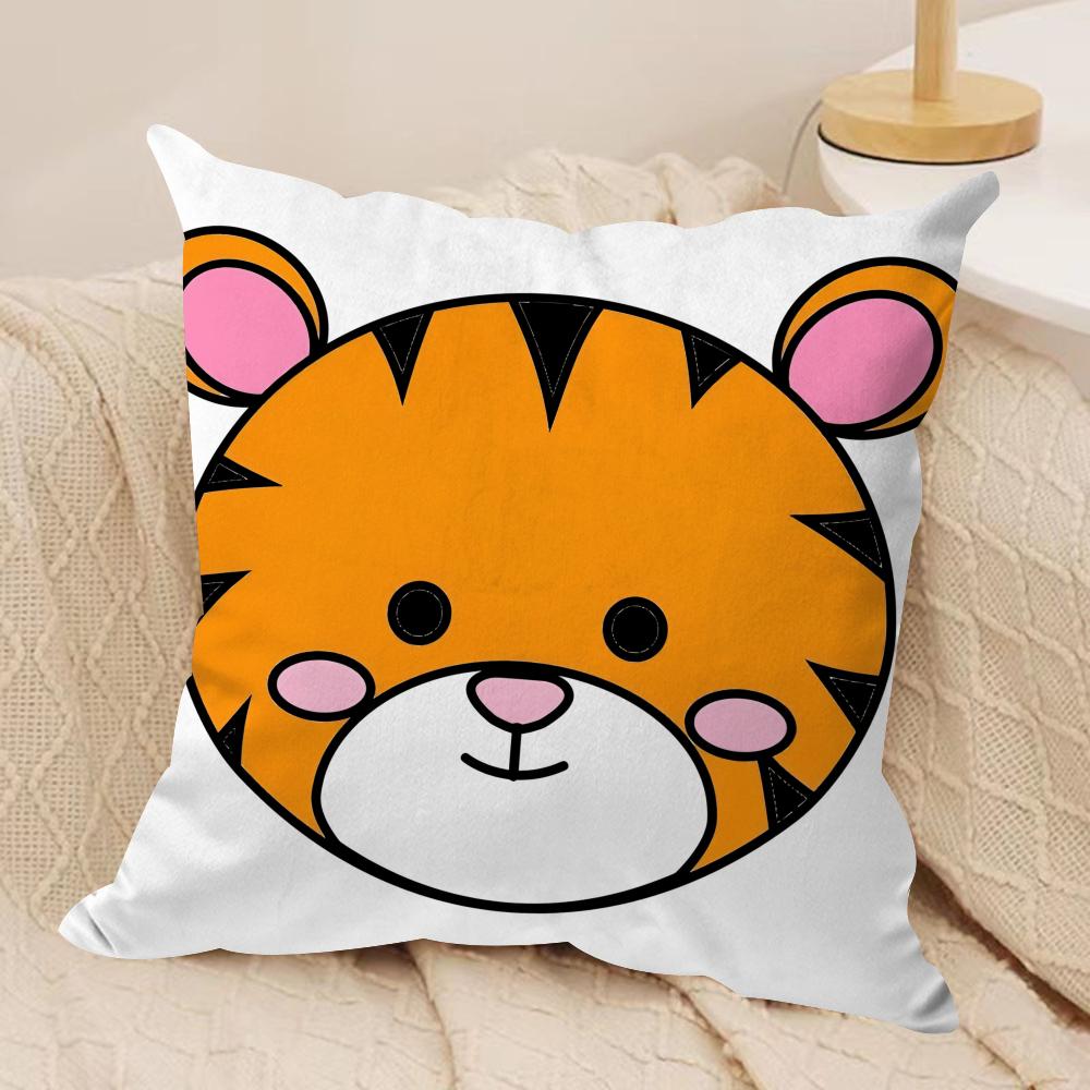 Cartoon Animal Child Kids Cushion Cover Silky Short Plush Invisible Zipper Dustproof Sofa Pillow Case For Home Decor