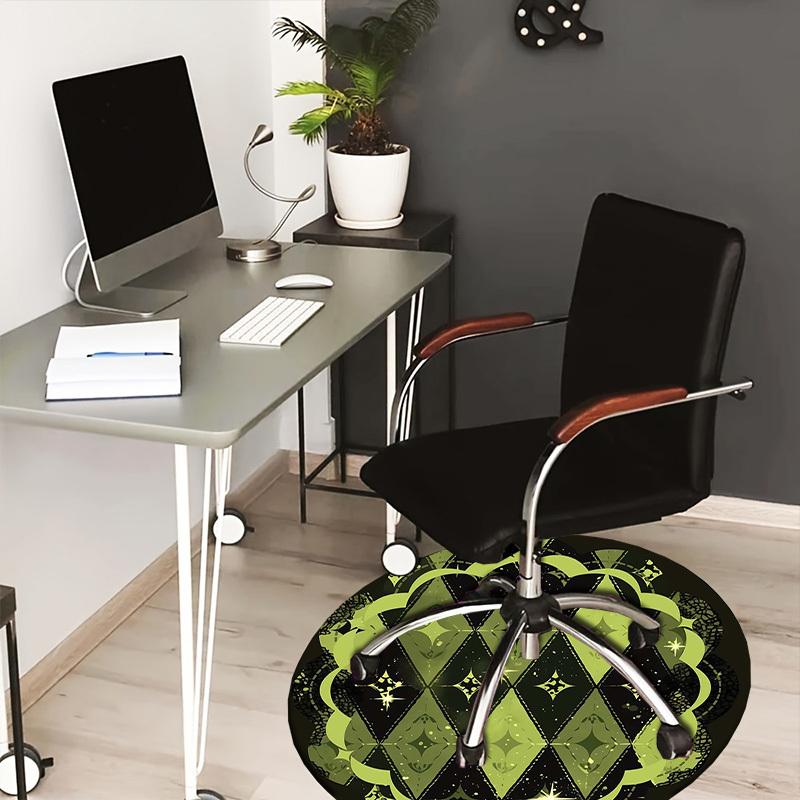 

1pc Green and Black Diamond Pattern Round carpet, Made of Polyester,Perfect for Decorating Office Chairs, Living Rooms,fplt135 80cm by 80cm