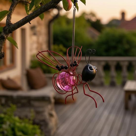 Solar Hängende Bienenleuchte Outdoor Metall Bienenfigur Gartendekoration Wasserdicht Solarbetrieben Biene