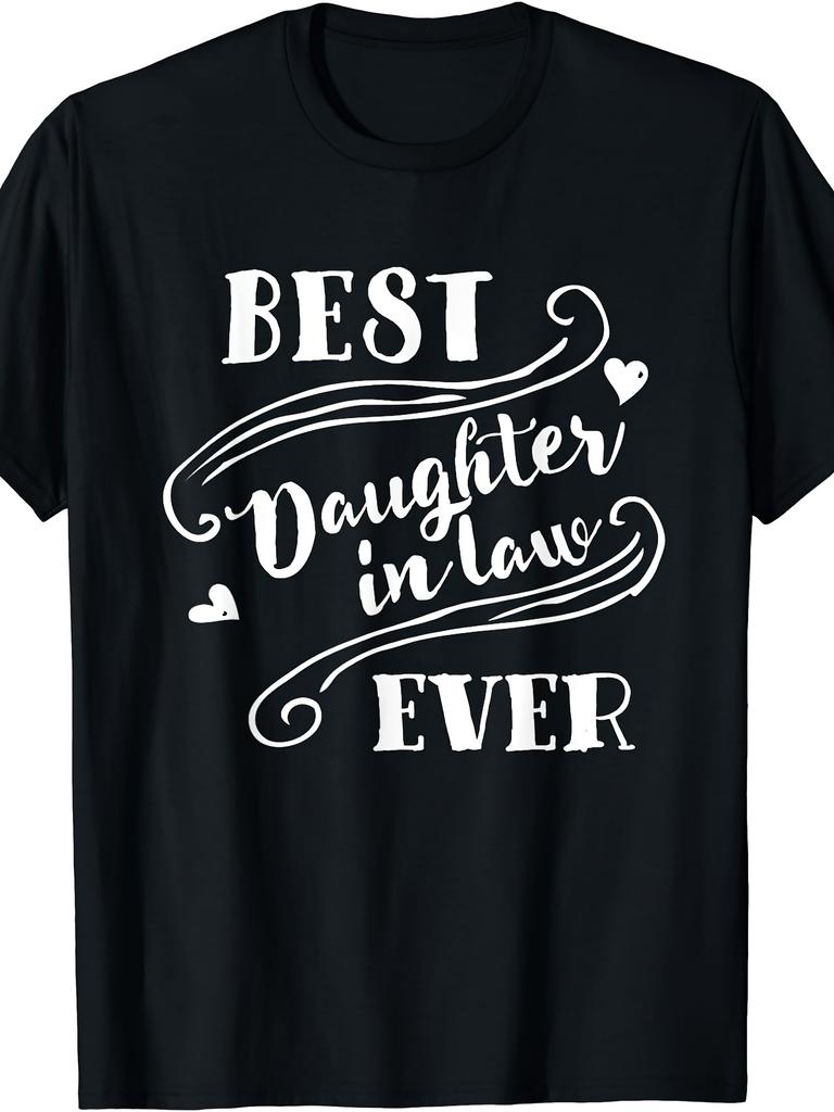 Unisex's Best Daughter In Law Ever Graphic TShirtRetro Casual Short-sleeved T-shirt with a Round Nec