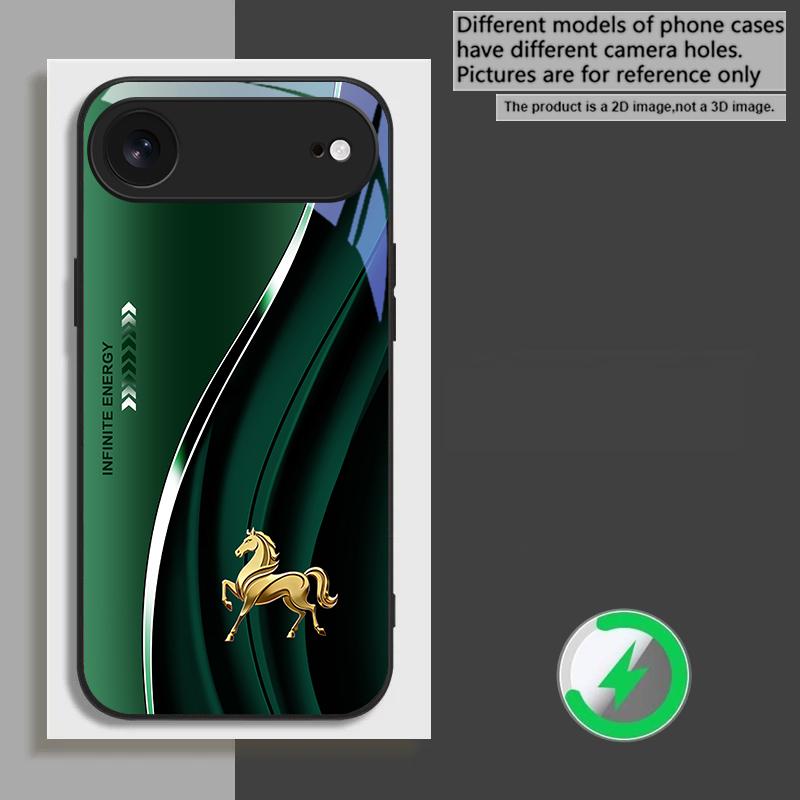 

Golden leaping steed good suitable for iPhone 17 Pro Max 16E 15 Pro 14 13 Plus 12 mini 11 XR X 7 8 16 Air black Glass Phone Case iPhone 8