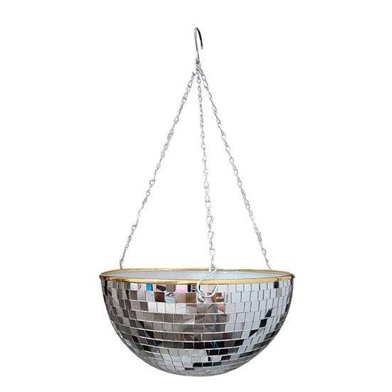 Mosaikk Hengende Plantepotte Diskokule Design Blomsterpotte Balkongplantekasse med Hengekjeder for Innendørs Utendørs Planter Hjem Stue Dekor