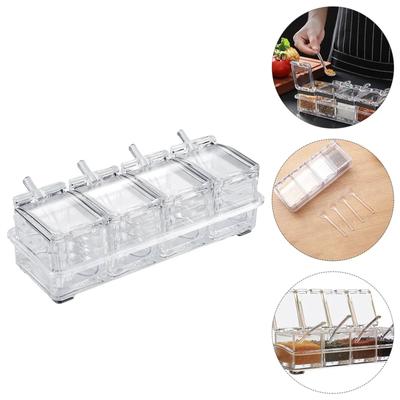 Transparent Seasoning Box Set Kitchen Household Seasoning Container (white)
