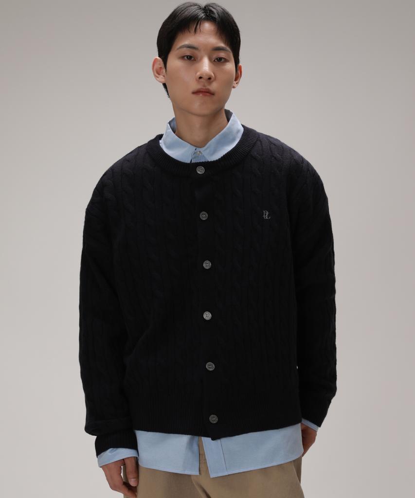 Develove Soft Cable Round Oversized Cardigan_Navy