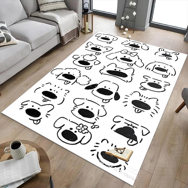 1PC Cartoon Dog Non-Slip Floor Carpet Compatible for Office&Living Room&Bedroom&Dining room - Flat-Weave Machine-W286