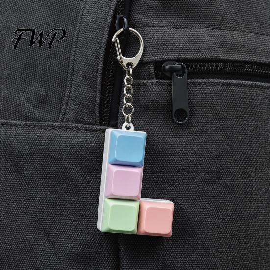 Office Stress Relief Colorful Keyboard Fidget Toys Mechanical Button Clicker Keychain Fingertip Sensory Toy Creative Decompress for Adults Work