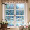 Decorative Window Film for Privacy Stained Glass Film Retro Geometric Plaid Static Cling Decal Double Removable PVC Cover Sided Sticker Doors