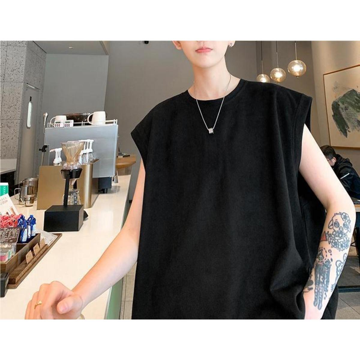 

Жилет из оленьей кожи, мужской, летний, новый, американский, ретро, свободный, модный, брендовый, повседневный, спортивный, безрукавный, с рукавом T-sleeve 3XL