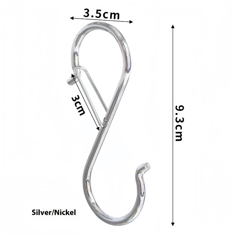 2/4/10 Pcs Metal S-Shape Spring Hook Kitchen Pot Rack Room Bags Clothes Towels Closet Rod S Hanger Hooks With Buckle Garden Hang