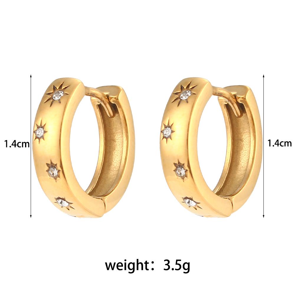 

E.B.belle Small Size Chunky Hoop Earring Blingbling Crystal Zircon Stone Huggies Earrings For Woman Stainless Steel Earring