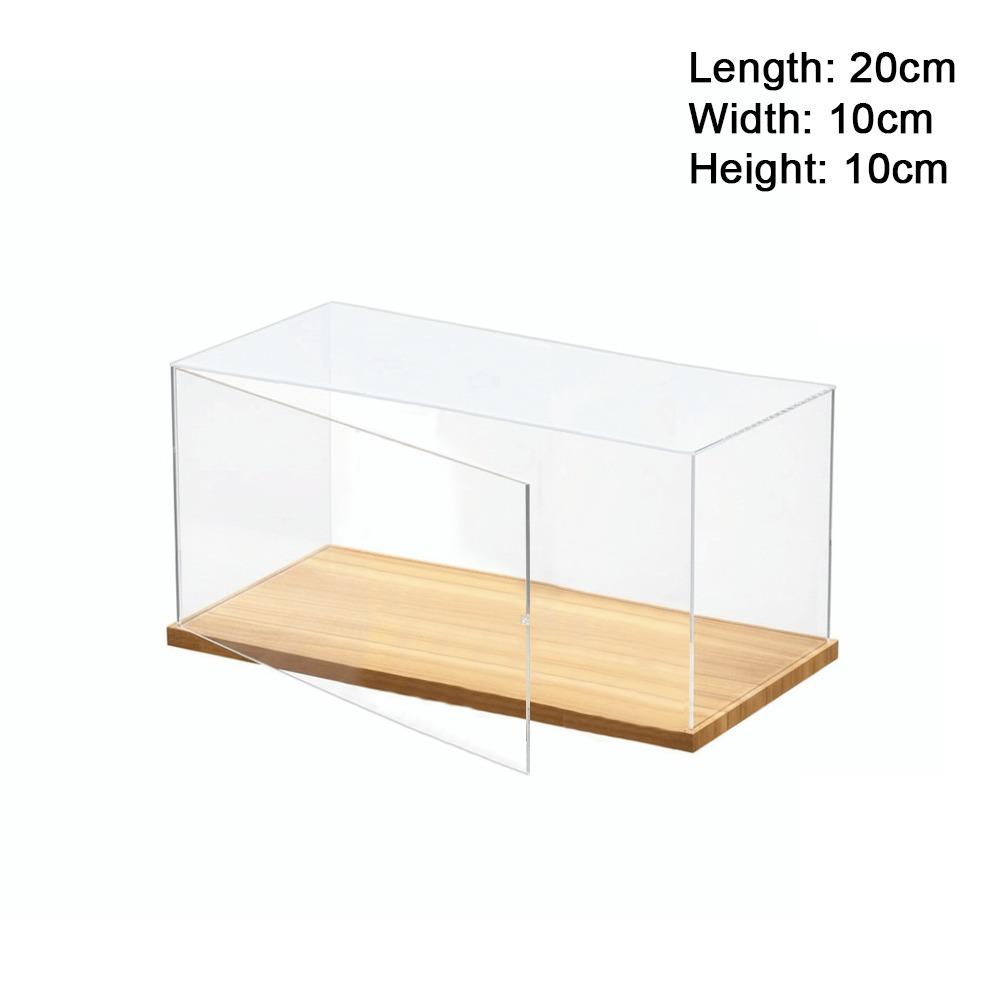 Transparent Acrylic Acrylic Display Case Stackable Design No-glue Assembly Dustproof Cover Wooden Bottom Display Box