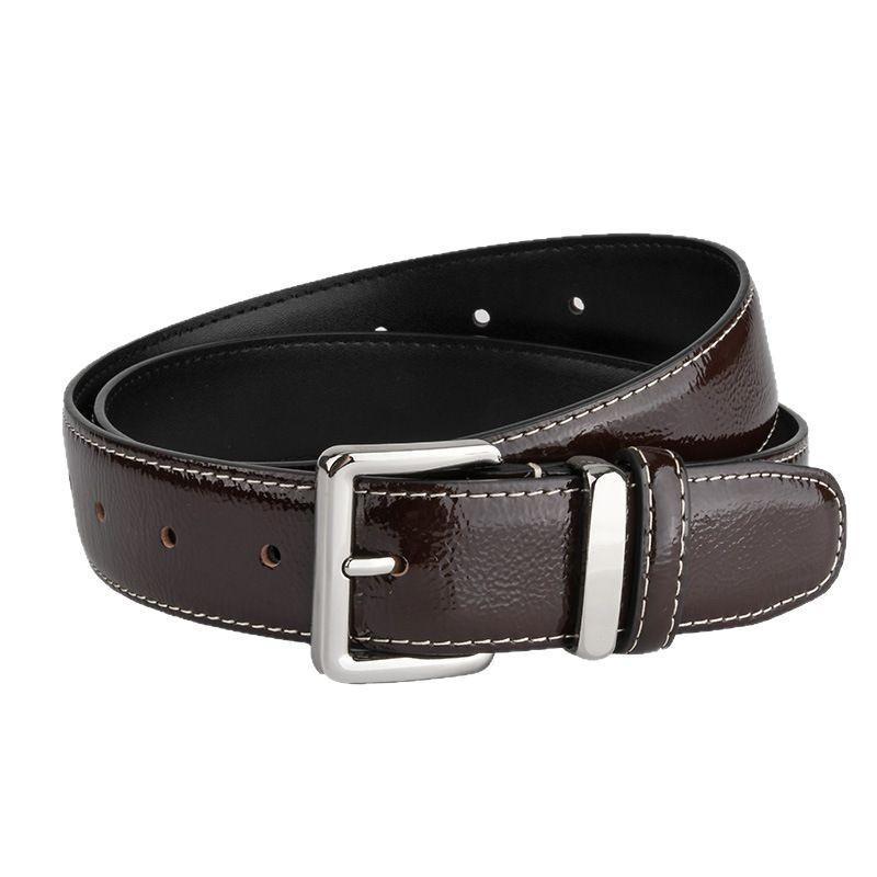 

New Classic Lacquered Leather Women s Belt Head Layer Cowhide Pin Buckle Decorative Trousers Jeans Cowhide Belt Women 105cm