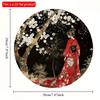2d Flat 20*20cm, Round Wooden Wall Sign, Japanese Kimono Decorative, Easy Install, Durable Kimono Theme, for Bar, Cafe, Club, Home, Room Wall Decor,