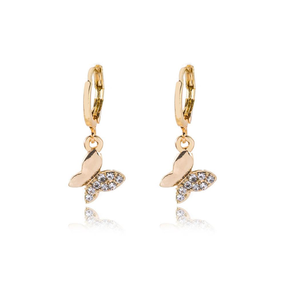 Stylish Women's Alloy Butterfly Earrings Trendy Geometric Design In Gold And Silver