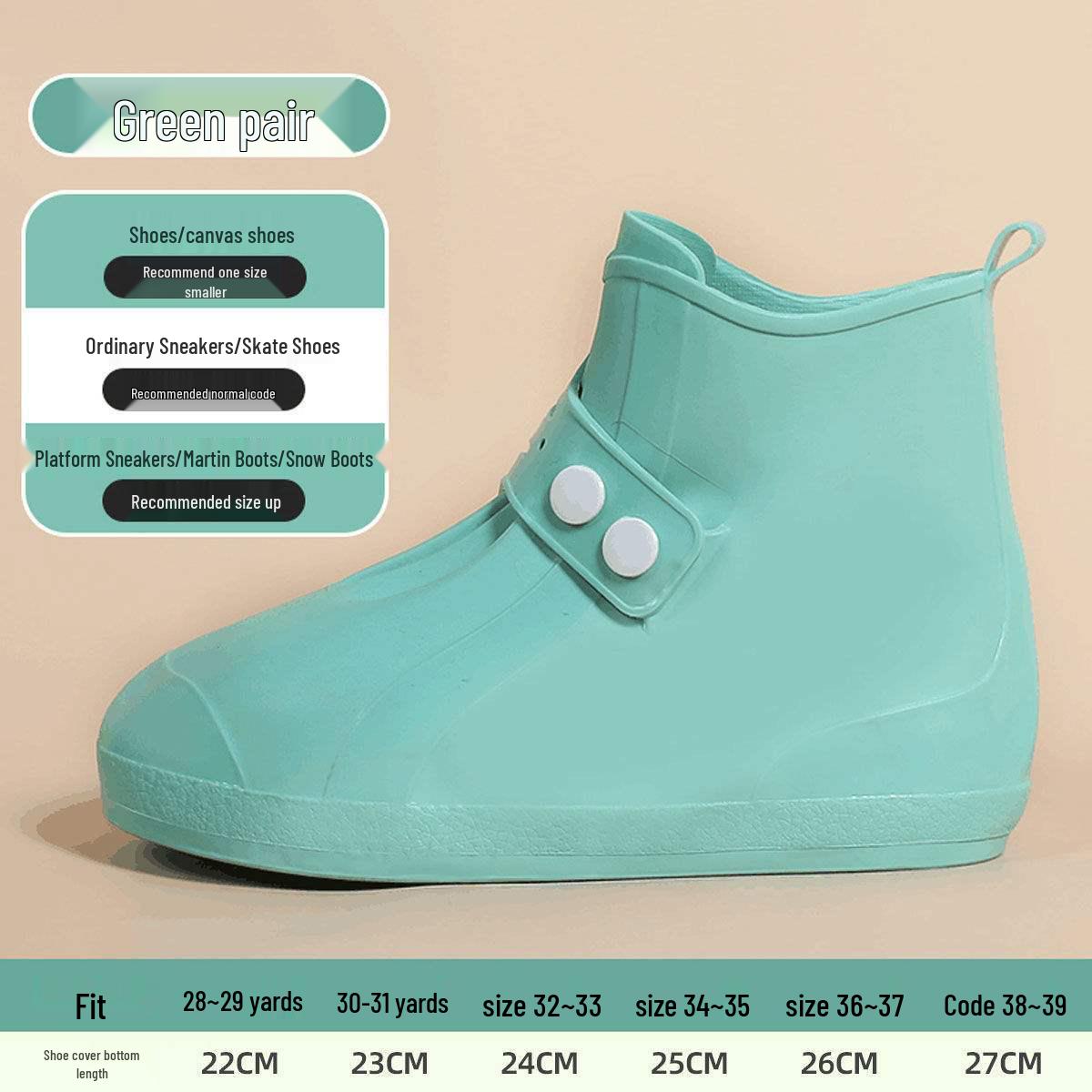 

Водонепроницаемые силиконовые дождевые бахилы для мальчиков и девочек - Нескользящие и милые Size 28-29 зелёный