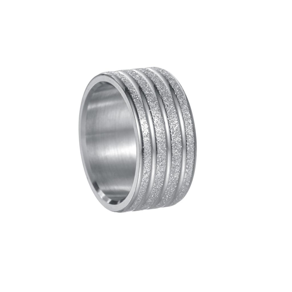 1pc 10mm Wide Frosted Golden Ring, Titanium Steel Ring Men's Wedding Ring