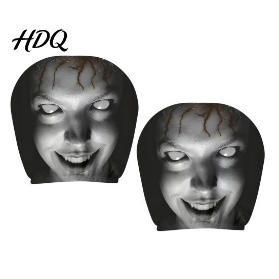 Comfortable Car Headrest 2Pcs Halloween Covers Horror-Themed Seat Neck Pillow Fun Interior Accessories Cases Breathable Stretchy Protector for Auto