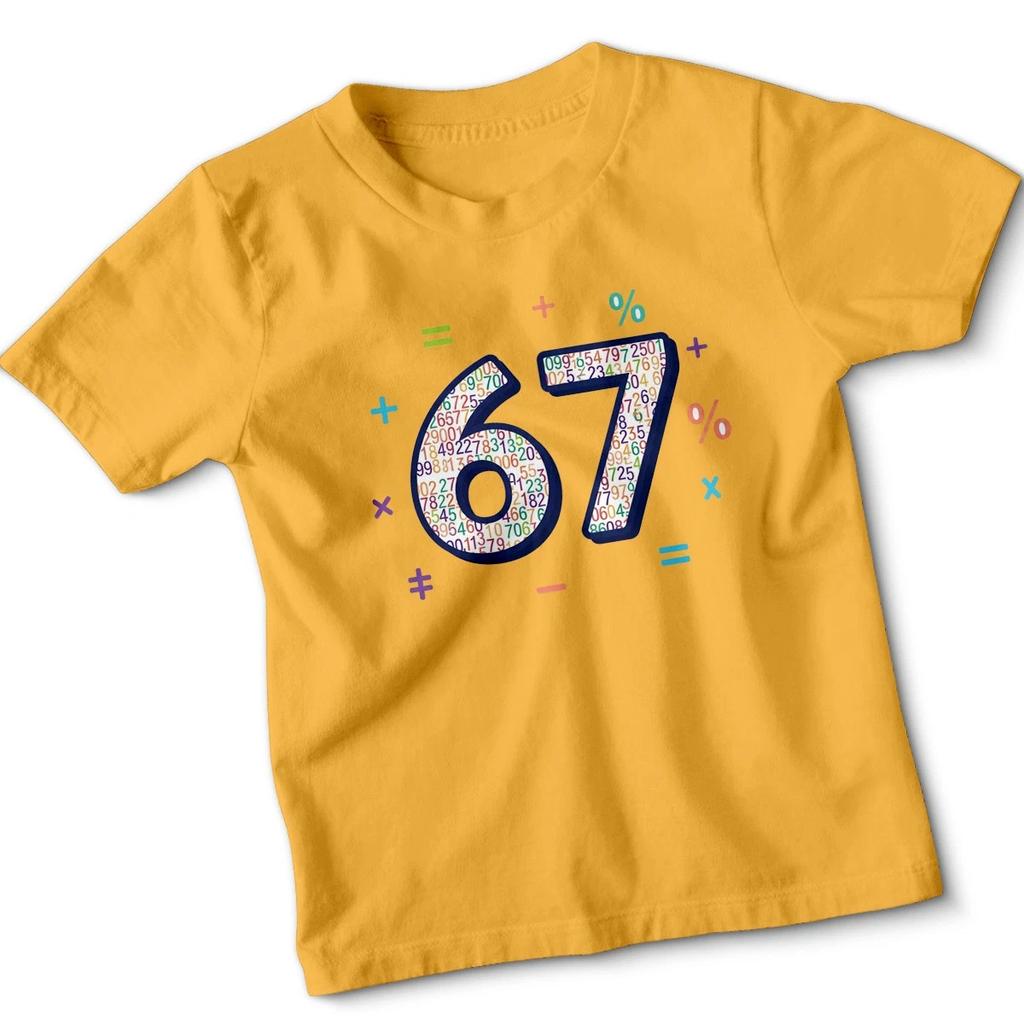 Six Seven 67 Maths Numbers Day Fun School Kids Boys Girls Tshirt