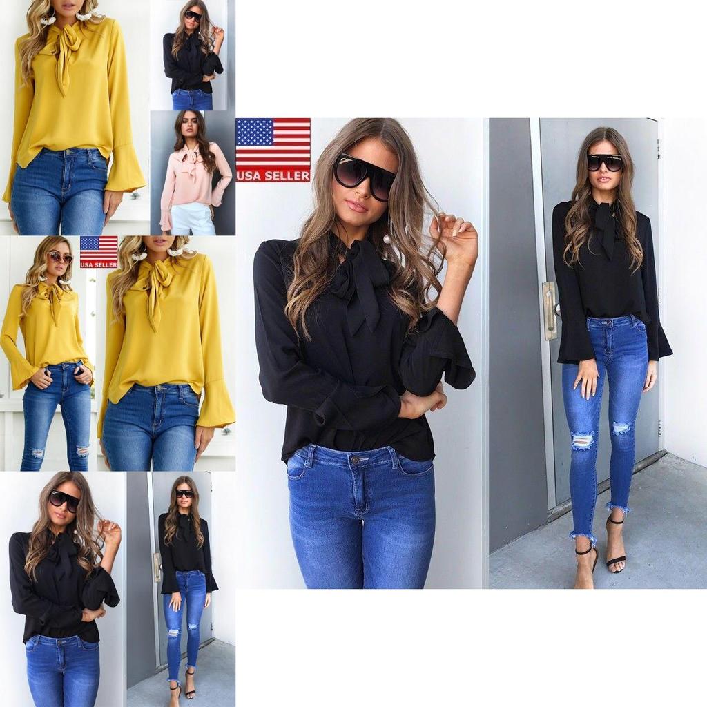 Solid Color Ladies Casual Tops Women Summer Loose Top Long Sleeve Blouse For Daily Wear