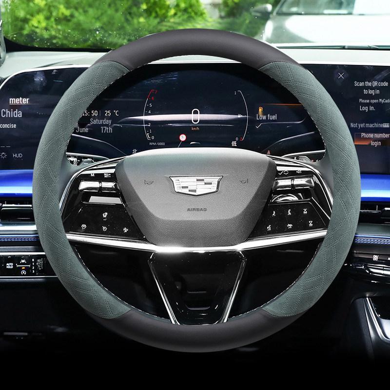 Suede Steering Wheel Cover for Cadillac XT5, XT6, XT4, CT5, CT6, CT4, XTS, ATS