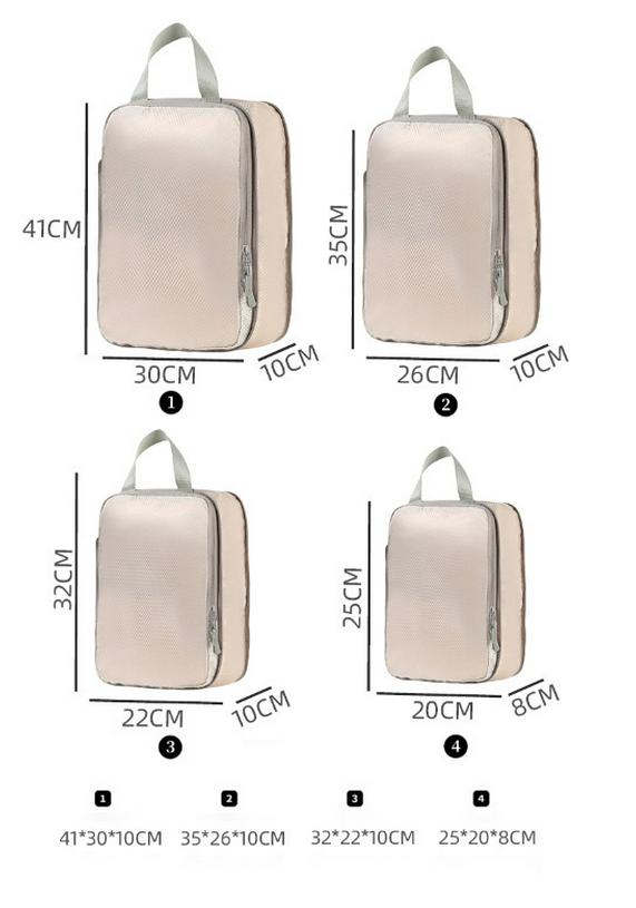 Four-Piece Compression and Moisture-Proof Travel Storage Bag Set for Luggage, Toiletries, and Makeup