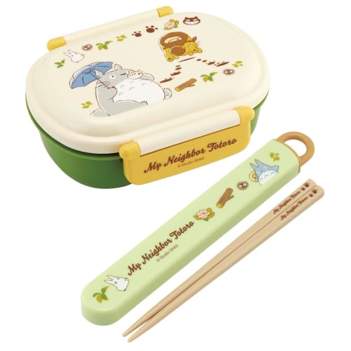 Skater Children's Bento Box, 360ml Capacity, Fluffy Lid, Made in Japan, Single Tier, Dishwasher and Microwave Safe, Ghibli, Totoro, Catbus Design, for