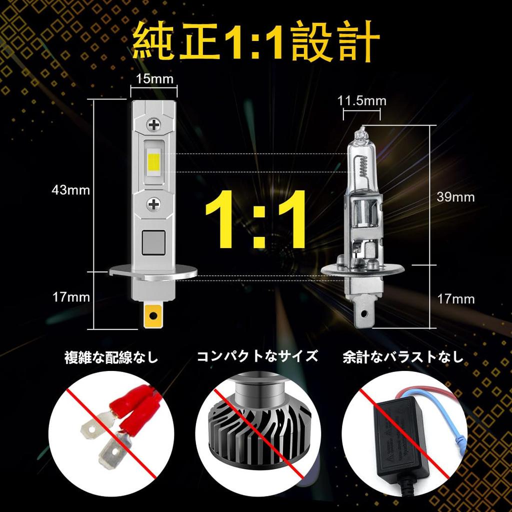 Ready To Perrace H1 LED Headlights for Low and High Super Vehicle Inspection with Quiet Compatible with Set of 2 [100% Install!] Beams, Ultra-Mini