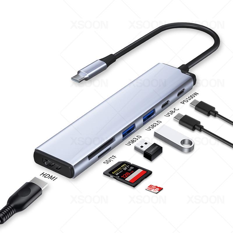7-in-1 USB-C Docking Station: Includes HDMI, USB 3.0, PD Fast Charging, TF/SD Card Reader.