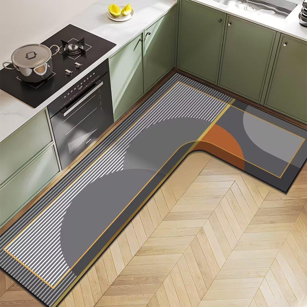 Nordic Light Luxury Diatom Mud Household L-shaped Kitchen Floor Mat Water Absorption  Anti-slip  Quick-drying and Easy-to-maintenance Floor Mat