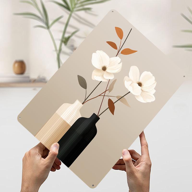 

Minimalist Floral Art Print Printed Poster Customized Wall Art Retro Vintage Metal Tin Signs for Gaming Room Decoration At Home 20x30cm（7.8x11.8inch）