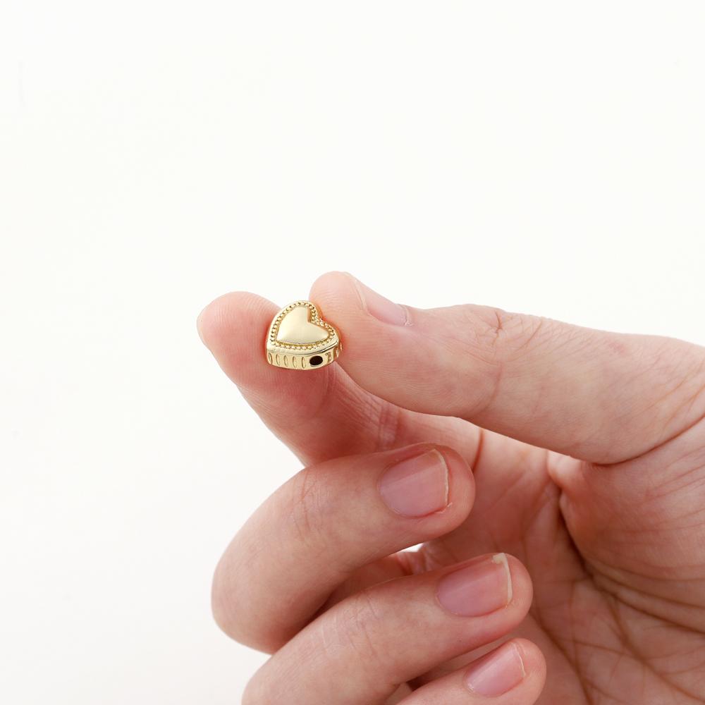 5pcs/lot 14K/18K Gold Plated Brass Love Heart Spacer Beads Handmade DIY Bracelet Jewelry Accessories Beaded Material Findings