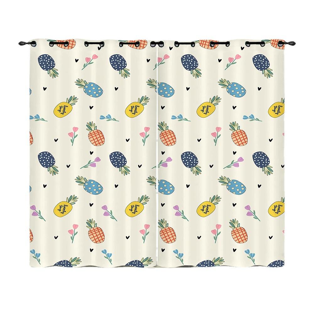 Curtain Cute Illustration Animal 3D Digital Printing Blackout Curtain Punching