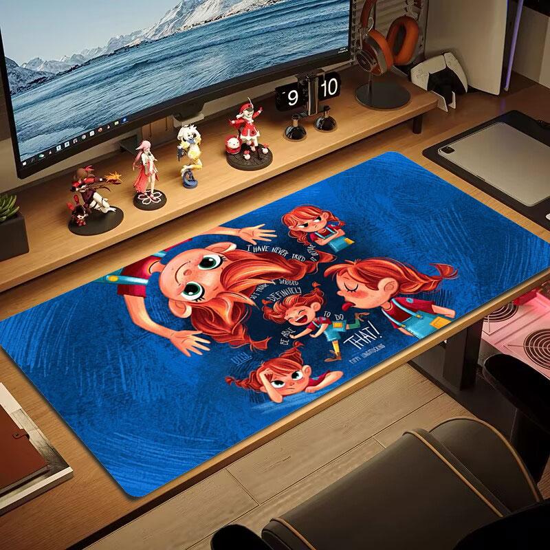 Pippi Longstocking Large Size Mouse Pad Large Gaming Table Cushion Non-slip Laptop Tablet Big Mousepad XXL Mat Mini PC Playmat With Lock edge