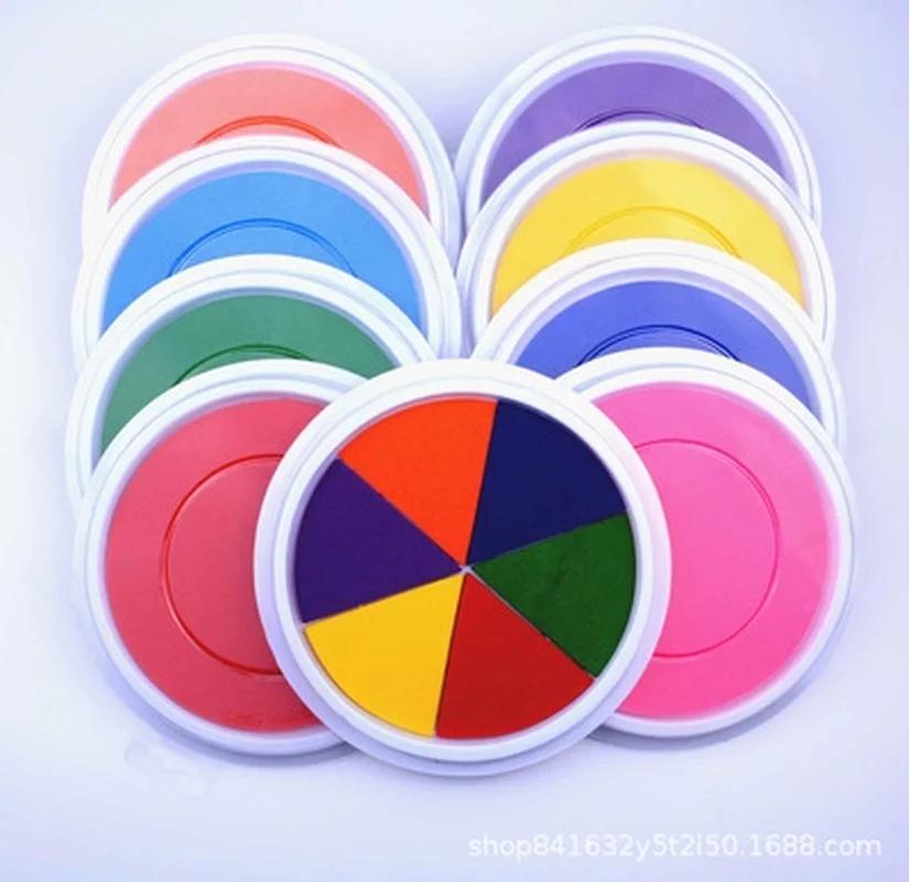 Fun 6-color Stamp Pad DIY Finger Painting Craft Card Making Handprint Suitable for Children Learning Educational Painting Toys