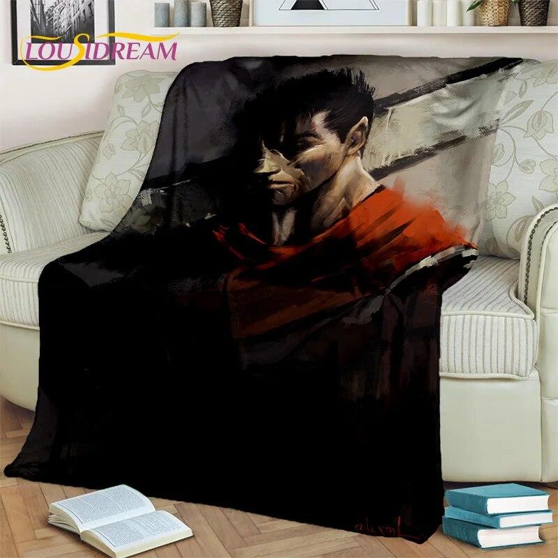 3D Anime Calssic Berserk Cartoon HD Blanket,Soft Throw Blanket for Home Bedroom Bed Sofa Picnic Travel Office Cover Blanket Kids
