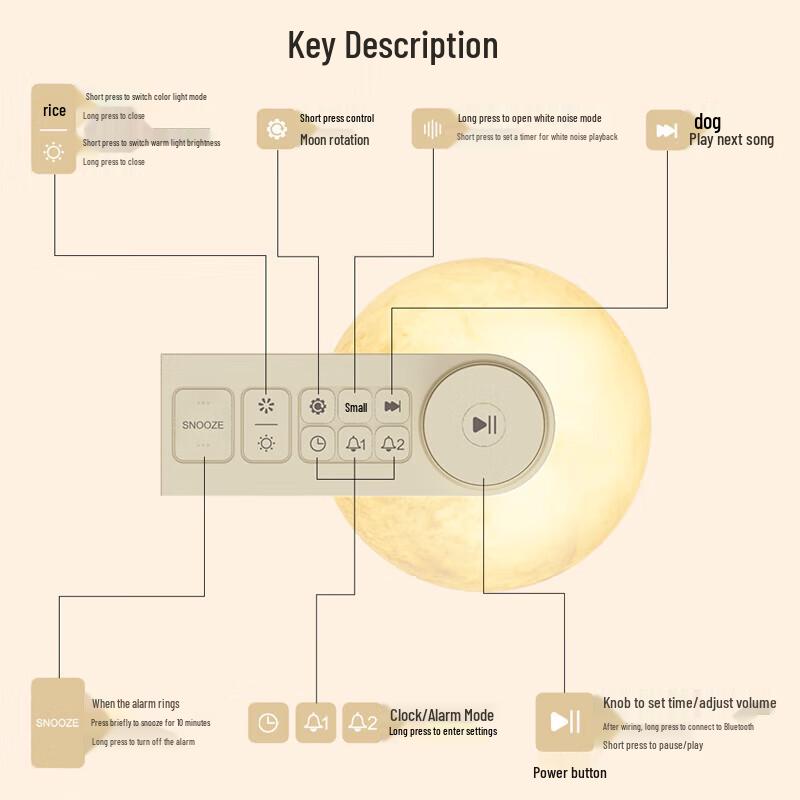 Gekko White Noise Bluetooth Moon Lamp Speaker