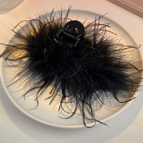 Women Hair Clip Faux Feather Decor Anti-slip Teeth Back Head Hair Claw Cartoon Styles Shark Hair Clip Hair Accessories
