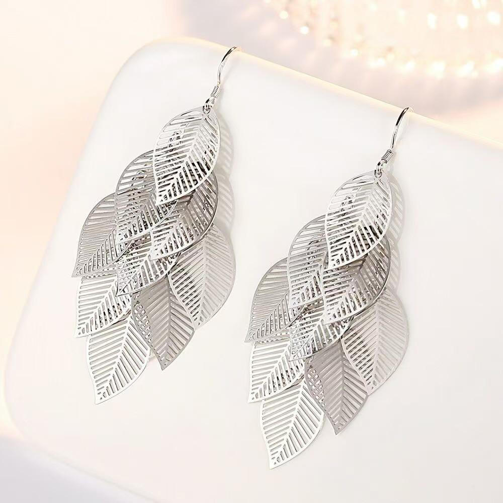 European and American Cold Wind Alloy Design Earrings Women's Retro Leaf Earrings Cross-border Jewelry Fashion Earrings Women