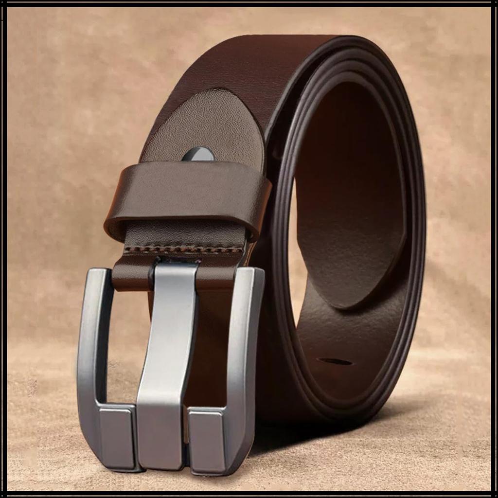 [White Fang] Belt, Pin Buckle, Genuine Leather, Business, Simple, Casual, Stylish, Trousers, Gift, Men's BTA388 (Black)