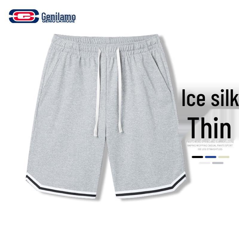 

GENIOLAMODE Men s Ice Silk Casual Drawstring Shorts
