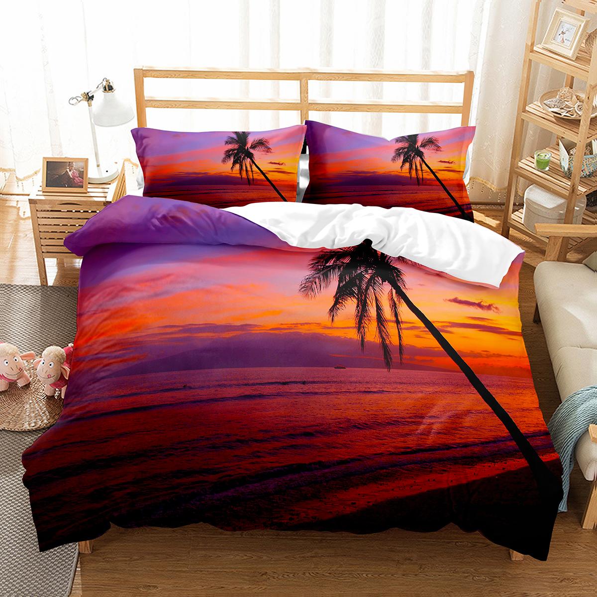 

Hawaii Duvet Cover Set Beach Sea Quilt Cover For Kids Boys Girls Bedding Set Summer Themed Comforter Cover King Queen Full Size EU single(135x200cm)