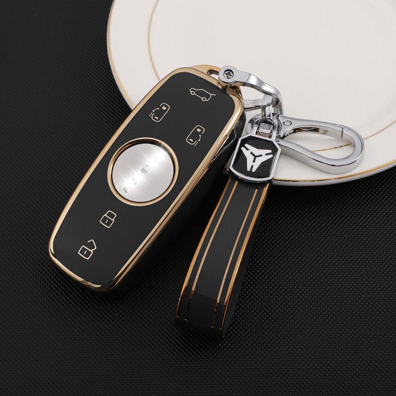 Roewe iMAX8 Key Cover - Stylish Gold Edge Silicone Protective Shell for Business Cars