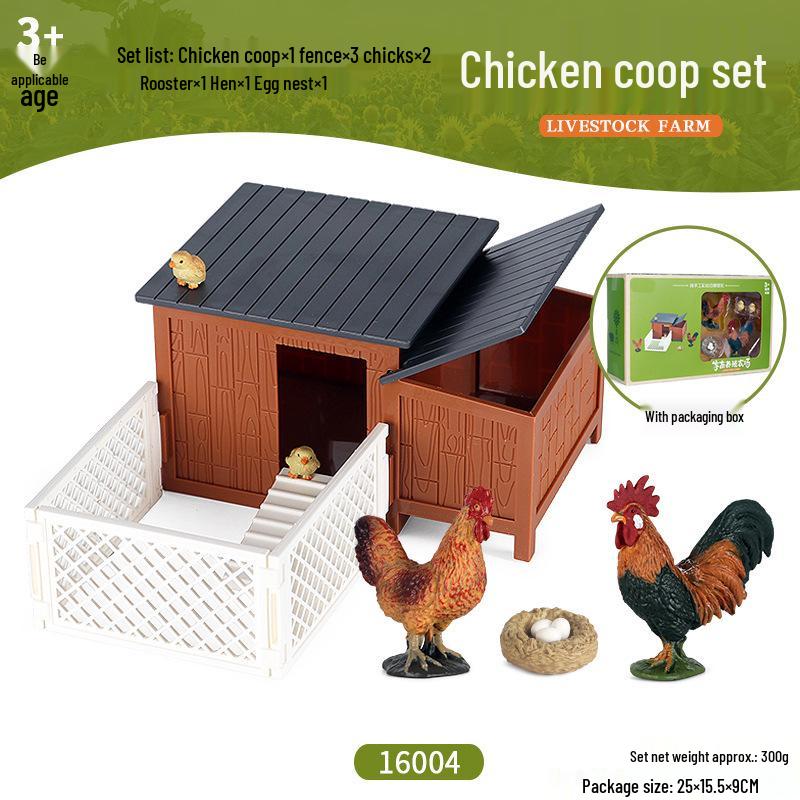 Animal Model Ranch Set: Chicken, Dog, Cow, Sheep, Horse Miniature Toy Scene